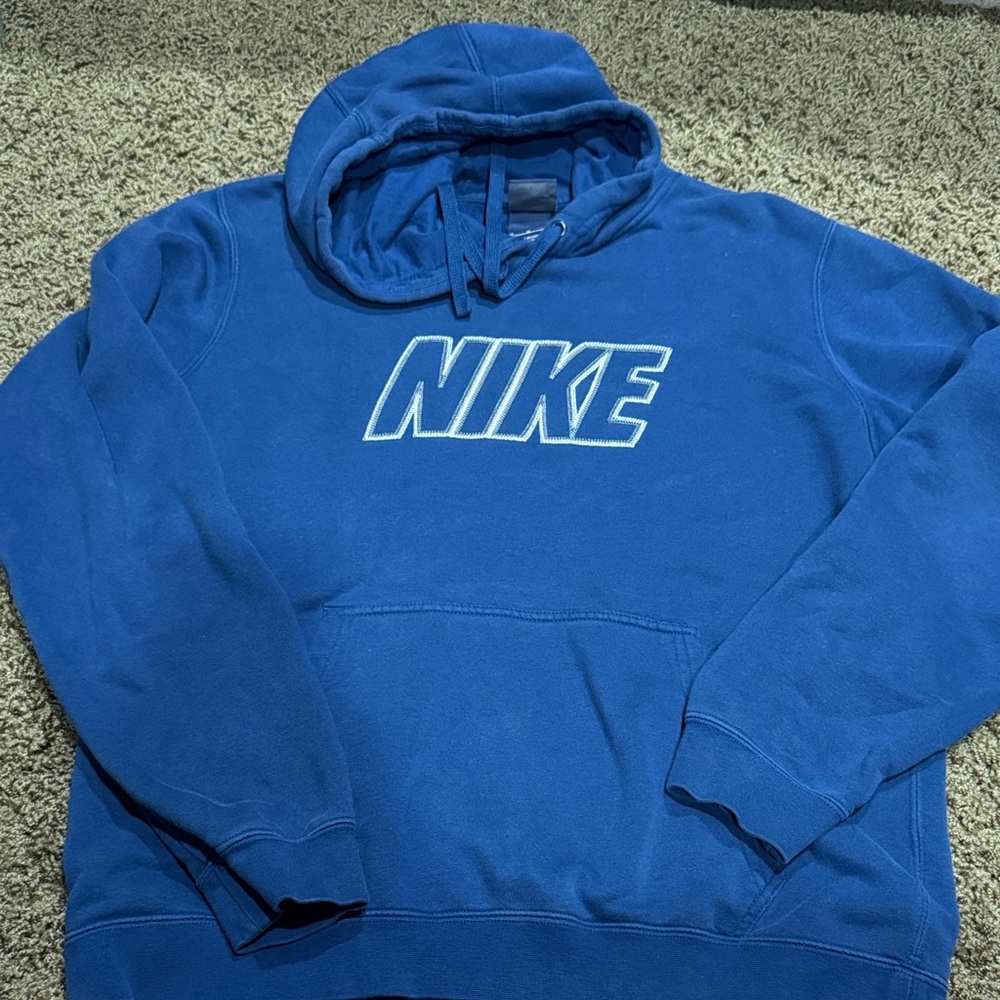 Nike Men's Bold Blue Hoodie with embroidered logo vintage
